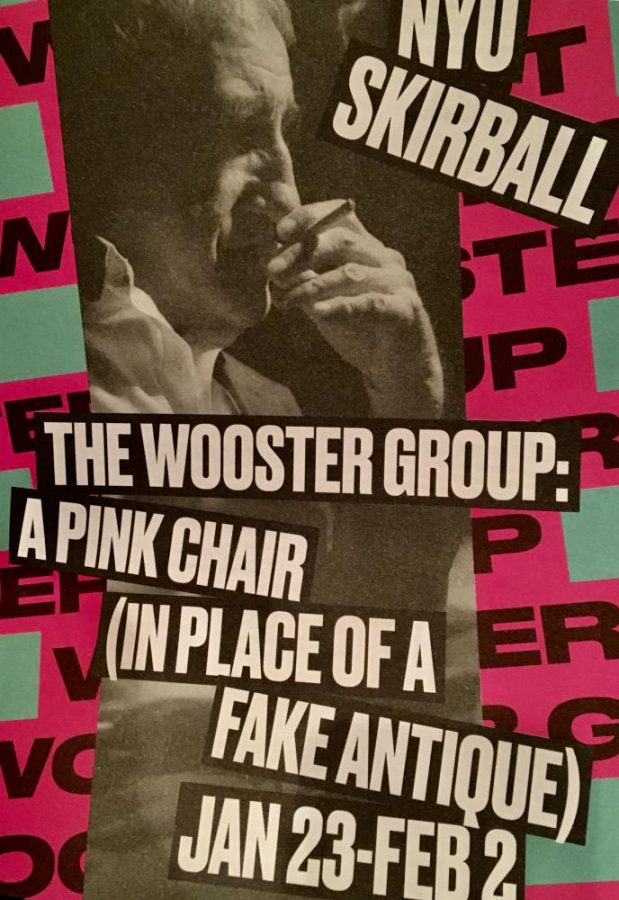 A playbill for The Wooster Groups current performance at Skirball, a cross-media production that asks what it means for an artist to be forgotten. (Staff Photo by Sasha Cohen)