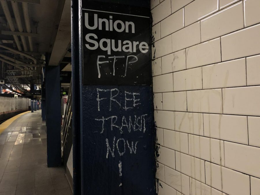 Protests erupted in subway stations like Union Square following an increase in police officers and a fare hike (Staff Photo via Anna-Dmitry Muratova