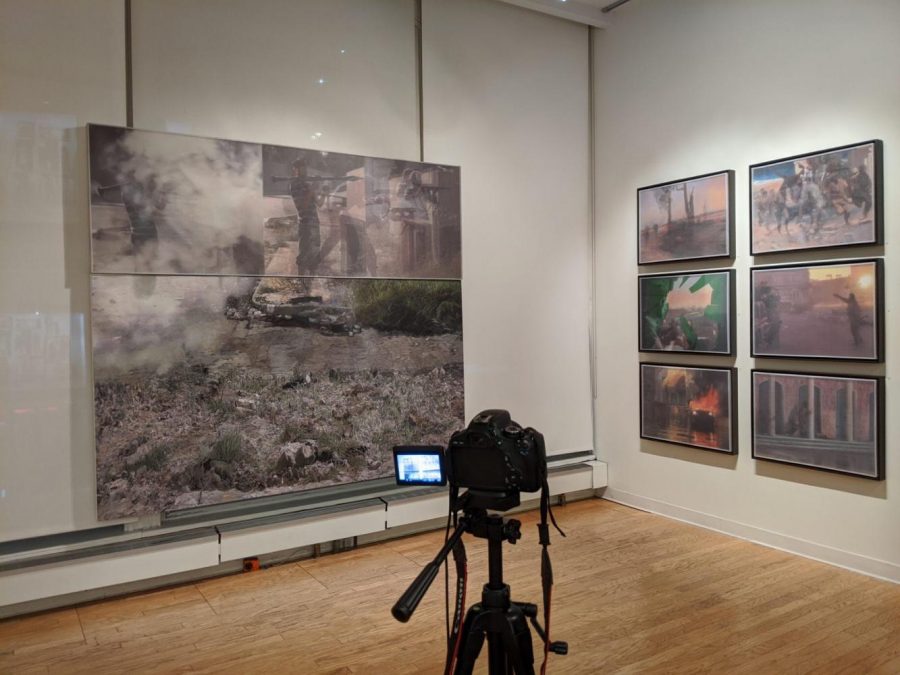 The Puck Building at NYU Wagner displays the works of the late journalist James Foley. Foley was murdered by ISIS in 2014. (Staff photo by Nick Mead)