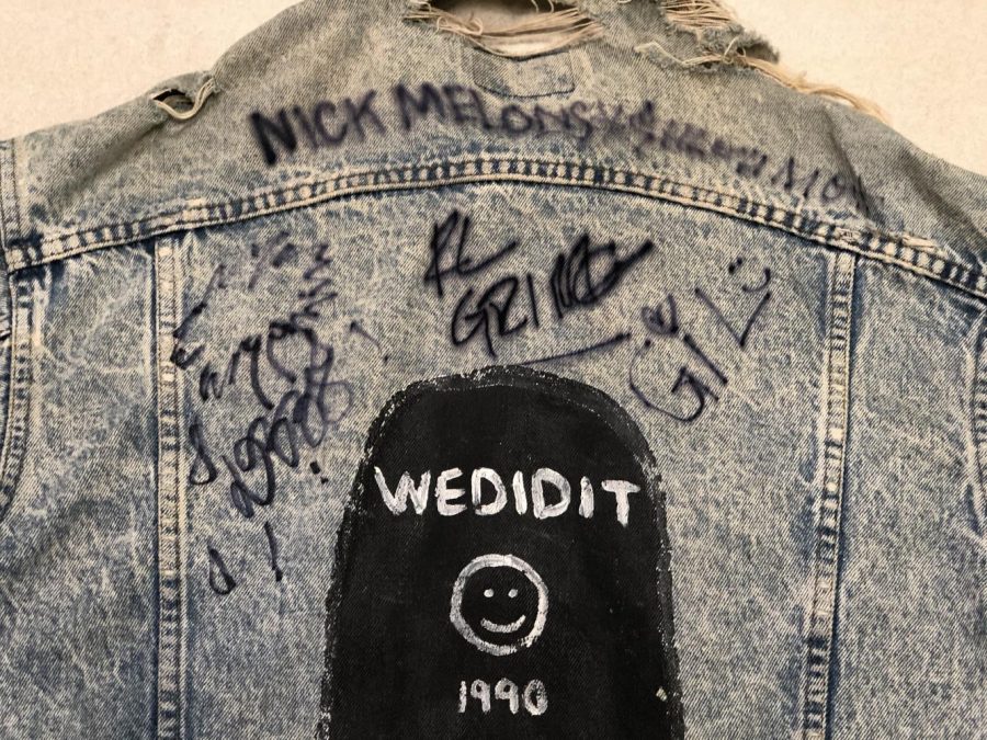This well-worn denim jacket boasts the signatures of artists from record label WeDidIt. Steinhardt sophomore Amanda Cuik has been collecting signatures from her favorite Los Angeles-based label since high school. (Photo by Olivia Gonzalez)