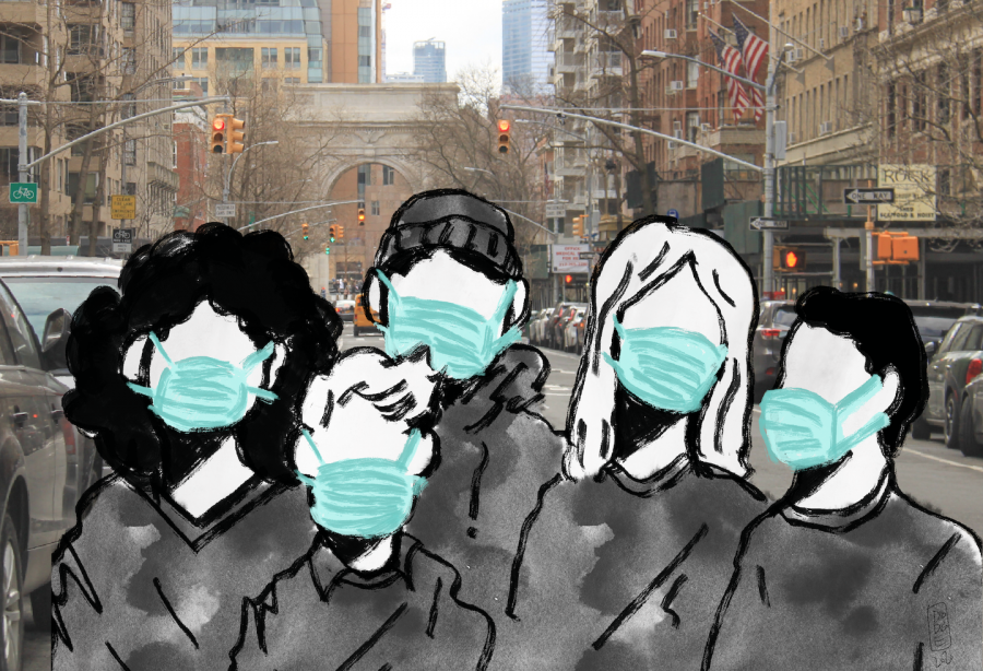 Masks+are+worn+to+prevent+the+spread+of+airborne+diseases.+In+light+of+the+recent+coronavirus+outbreak%2C+many+have+taken+heightened+health+measures.+%28Staff+Illustration+by+Charlie+Dodge%29