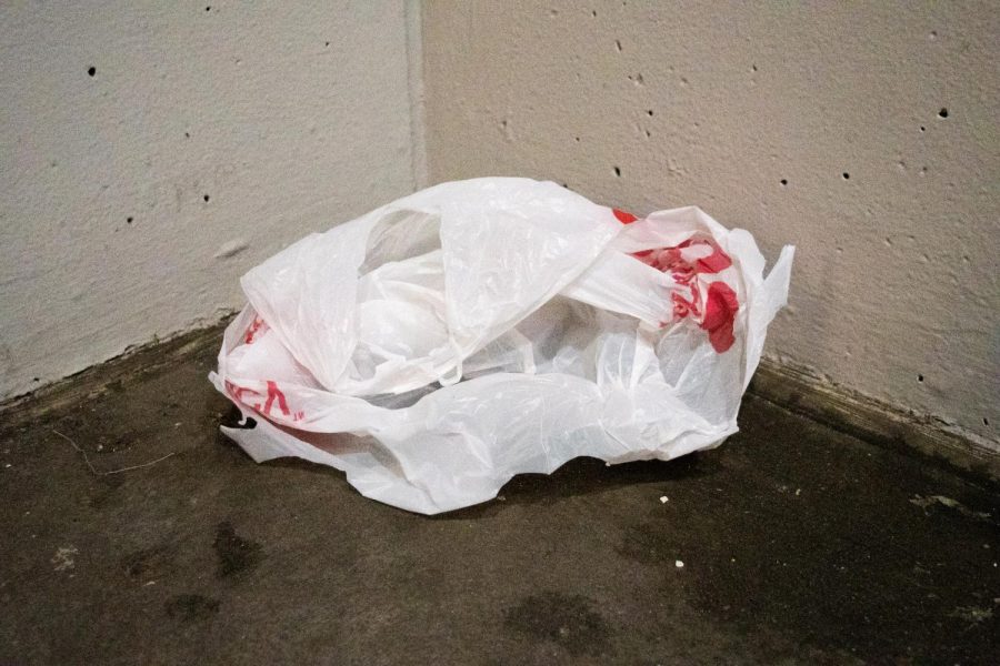 A plastic bag litters the streets of Manhattan. A statewide plastic bag ban will go into effect in New York City on March 1. (Staff Photo by Jake Capriotti)