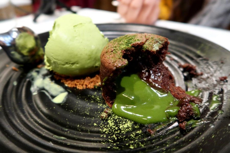 Spot Dessert’s matcha lava cake is made of a chocolate sponge filled with warm matcha ganache. This popular dessert shop is just one of six must-try places for the next time you’re looking for a laid-back night out. (Staff Photo by Chelsea Li)