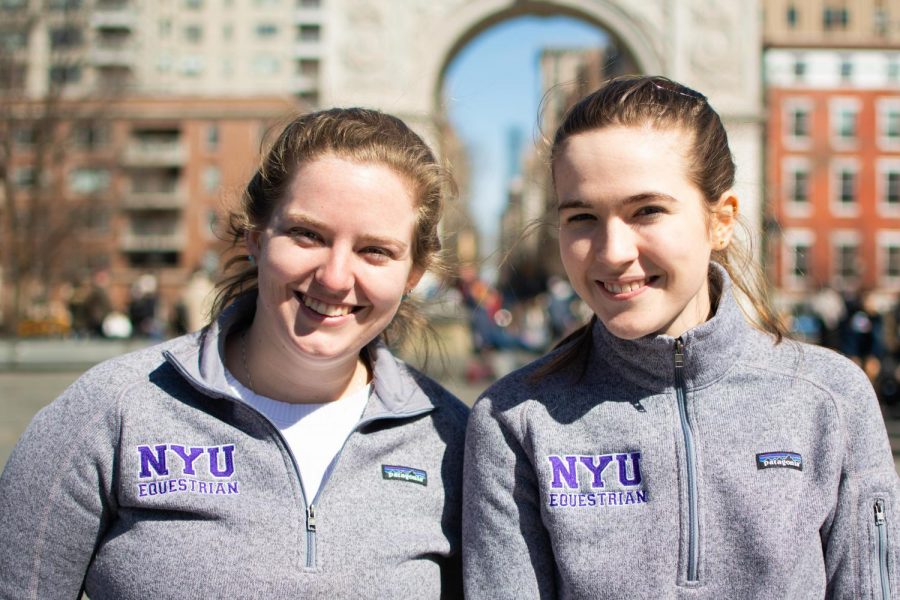 Gallatin senior Lily Hitelman and CAS junior Alexandra Daley are co-captains of the NYU equestrian team. The team had four riders qualify for their regionals. (Staff Photo by Jake Capriotti)