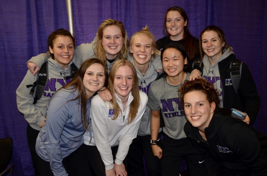 Steinhardt junior Haley Will, back row center, is ready to make a comeback on the basketball court. Will has been injured during most of her career at NYU, but her passion for the sport won’t let that hold her back. (Photo courtesy of Haley Will)
