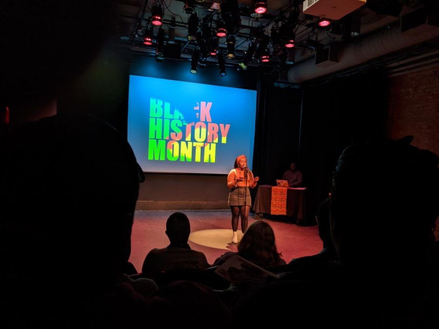 Mekleit Dix, a first-year Master’s student in Gallatin, was one of many artists who performed during the school’s “Say It Loud!” showcase. Concluding Black History Month, artists shared messages of unity and pride. (Photo by Destine Manson)