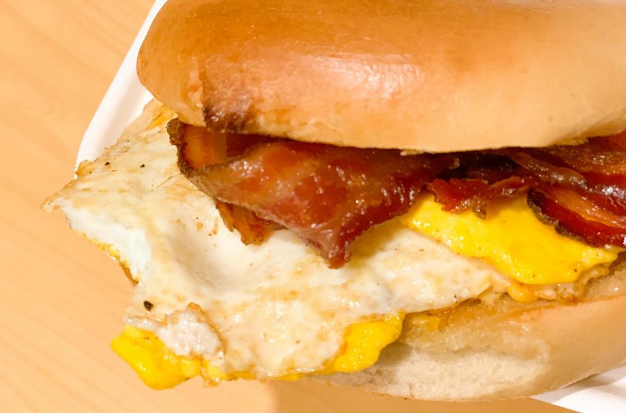 Bacon%2C+egg+and+cheese+bagel+can+be+the+best+cure+after+a+crazy+night.+While+you+can+get+it+anywhere+from+dining+halls+to+food+trucks%2C+it+is+best+at+Tompkins+Square+Bagels.+%28Staff+photo+by+Alex+Tran%29