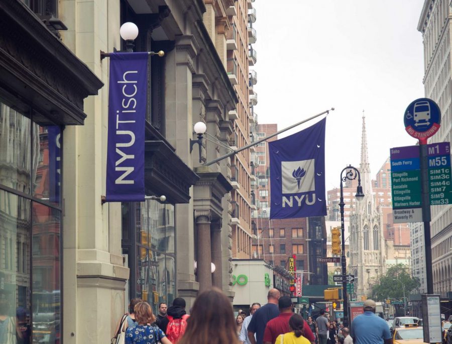 The NYU Tisch building stands at the corner of Broadway and Waverly Place. WSN spoke to three Tisch writing professors to find out how much they know about the potential fall reopening. (Photo by Alina Patrick)