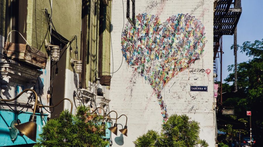 More of Hektad’s hearts painted on a brick wall on St. Mark’s Place.