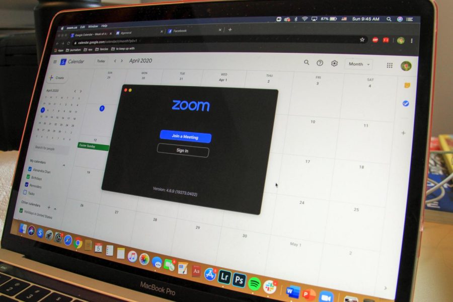 Zoom isn’t just for academic classes; many students have used the platform to hang out virtually with friends. Through Zoom’s screen-sharing feature, friends are able to play online games such as Jackbox or Kahoot. (Staff Photo by Alexandra Chan)