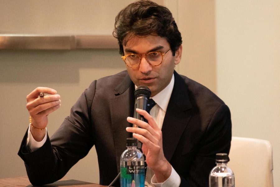 NYU Professor and Congressional candidate Suraj Patel speaks at a town hall meeting discussing the citys response to the coronavirus pandemic. Patel was recently diagnosed with COVID-19. (Staff Photo by Jake Capriotti)