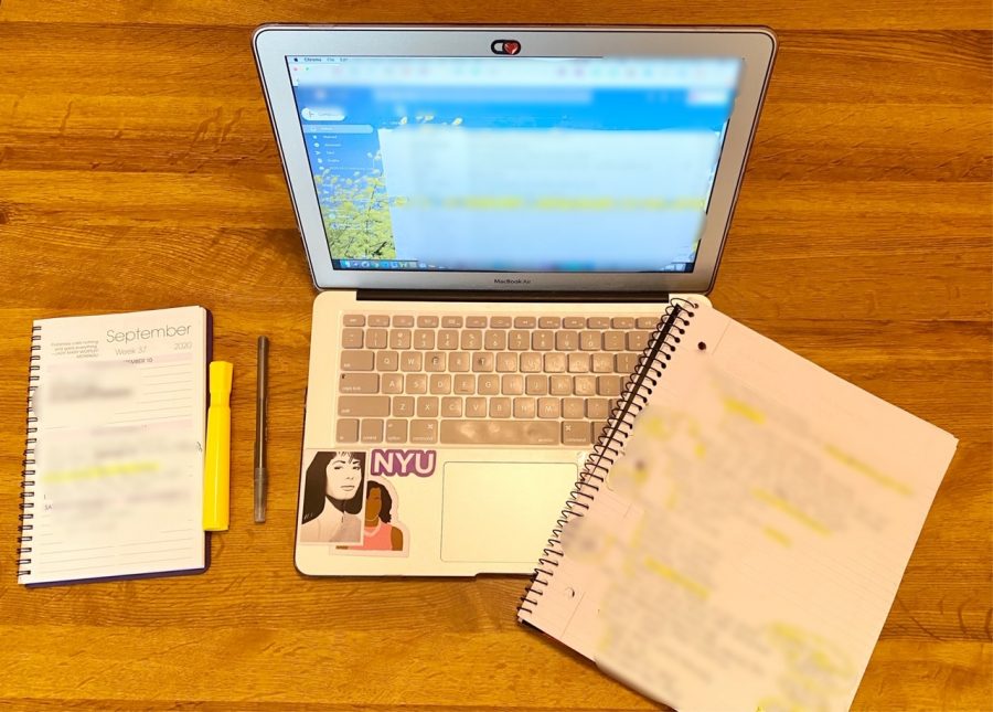 A student tries to follow their pre-pandemic schedule while attending school remotely. Madison San Miguel discusses some of the ways she brings NYC back home. (Photo by Madison San Miguel)
