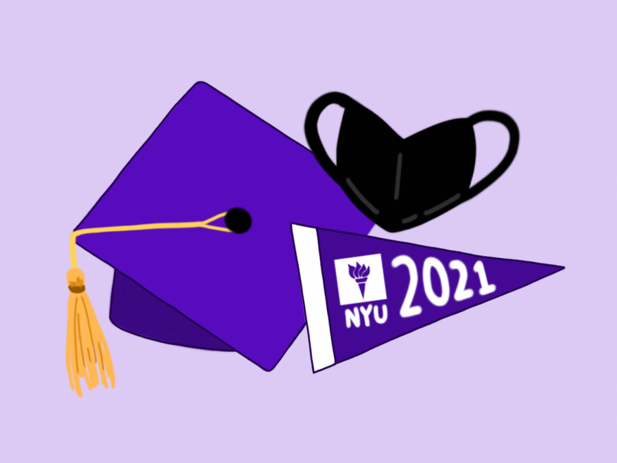 NYU seniors face their graduating year in the midst of a pandemic. Every senior has a different outlook on what they envision the fall 2020 semester to look like.  (Staff Illustration by Chelsea Li)