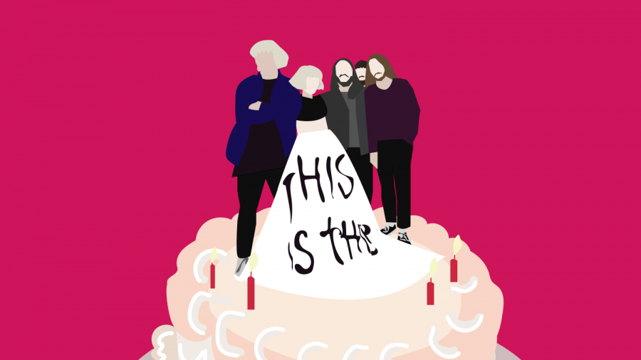 Alternative rock quintet, Grouplove, announced the release of their fifth studio album, “This is This.” Made over quarantine, New York/California rockers deliver an album of nostalgia inspired pop rock hits. (Staff Illustration by Susan Behrends Valenzuela)