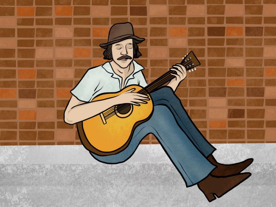 Paul Simon is an American musician, singer, and songwriter who found solo success after his duo Simon & Garfunkel split in 1970. Paul Simon and Bob Dylan have continually been construed as rivals as they both have similar 1960s folk roots. (Staff Illustration by Susan Behrends Valenzuela)