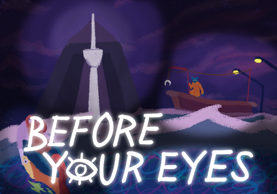 Before+Your+Eyes+features+a+unique+gameplay+set+in+the+afterlife+guided+by+a+ferryman.+Players+move+through+the+story+with+blinking+tracked+by+webcam.+%28Staff+Illustration+by+Debbie+Alalade%29