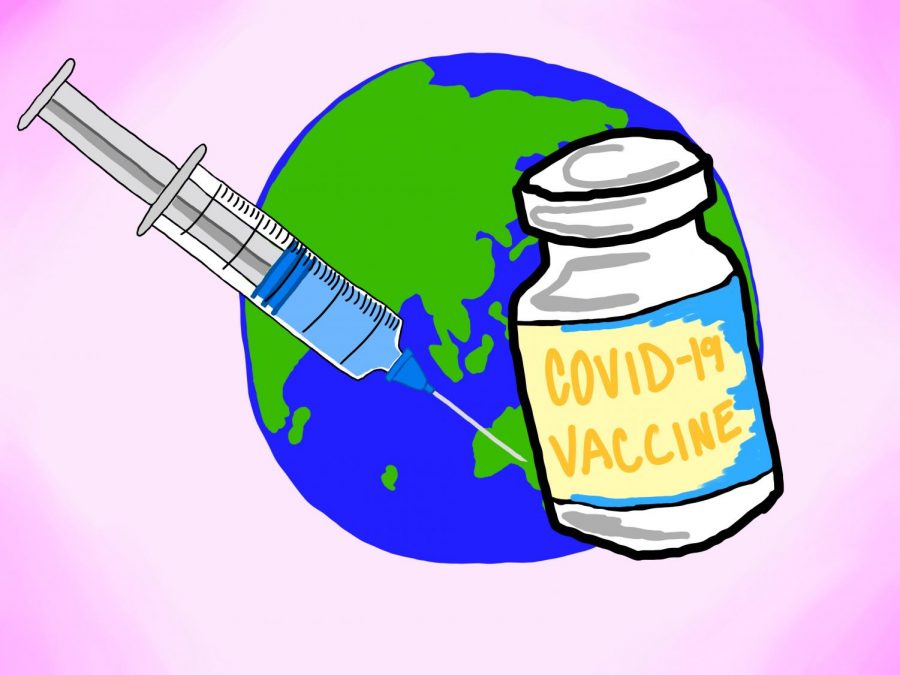 NYU Senior Leadership has announced mandatory vaccinations for all students returning in-person for the Fall 2021 semester. This is expected to most negatively impact international students, who may come from countries with low vaccine availability. (Staff Illustration by Manasa Gudavalli)