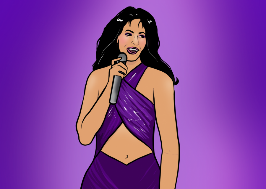 Referred to as the Queen of Tejano music, Selena Quintanilla made Tejano music, a genre from Texas which combined Mexican vocal traditions with Czech and German instrumentals, a popular genre worldwide. April 16 is now marked as National Selena Day in the United States, where her contributions to music and the Latin American community are officially recognized. (Staff Illustration by Susan Behrends Valenzuela)