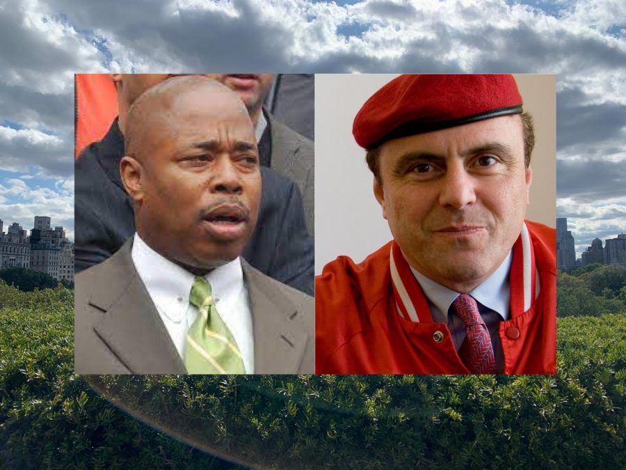 Democratic candidate Eric Adams and Republican candidate Curtis Sliwa take the lead as front runners of their respective races, following voter turnout from Primary Day. However, official results are expected to be revealed in mid-July following rounds of ranked-choice voting. (Images via Wikimedia Commons, Staff Photo and Illustration by Manasa Gudavalli)