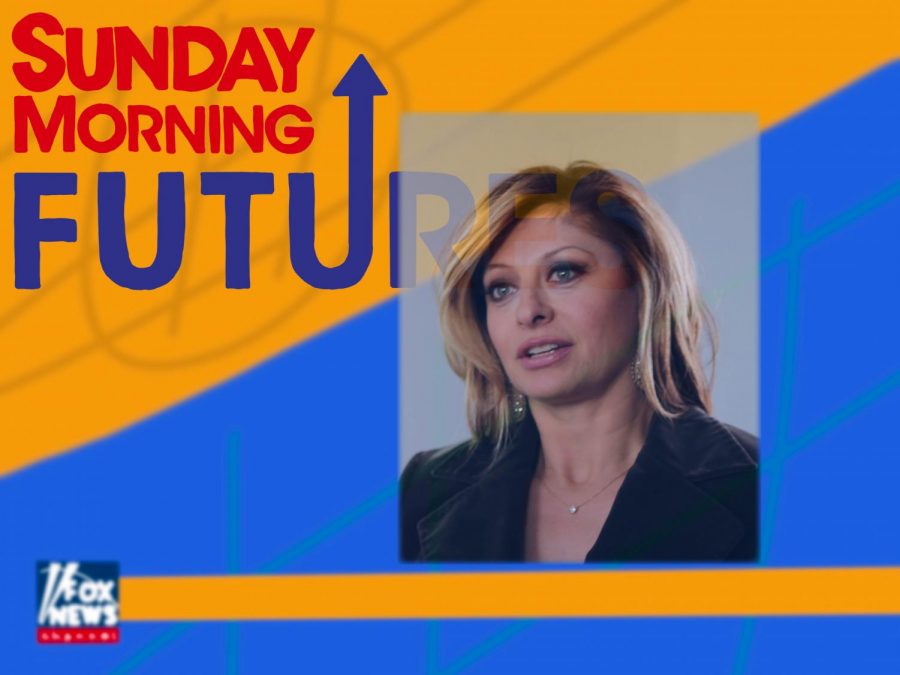 Maria Bartiromo is the host of Sunday Morning Futures on Fox News and a member of NYU’s Board of Trustees. She has recently voiced empty right-wing claims about the 2020 election and the Jan. 6 riots at the U.S. capitol. (Image via Wikimedia Commons, Staff Illustration by Manasa Gudavalli)