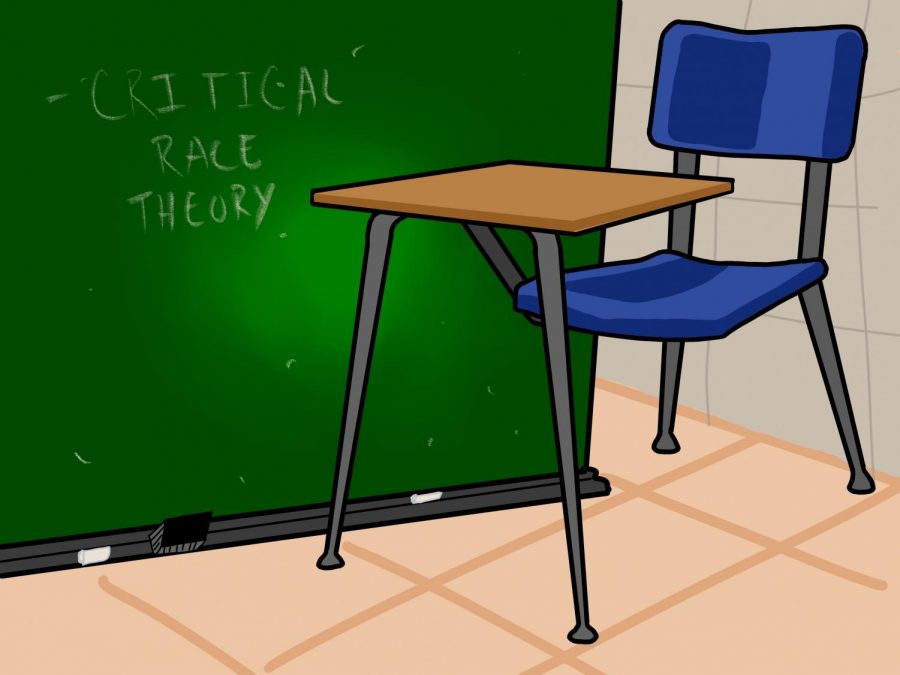 As+the+idea+of+critical+race+theory+enters+the+political+mainstream%2C+state+legislatures+are+clashing+over+what+should+be+taught+in+K-12+classrooms.+While+some+states+have+banned+such+curriculum%2C+NYU+students+and+faculty+have+encouraged+similar+discussions+in+university+classrooms.+%28Staff+Illustration+by+Manasa+Gudavalli%29