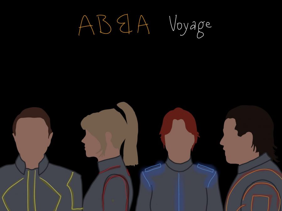 Abba%E2%80%99s+upcoming+album+%E2%80%9CVoyage%E2%80%9D+is+scheduled+for+release+on+November+5th.+This+would+be+Abba%E2%80%99s+first+release+after+nearly+forty+years.%0A%28Staff+Illustration+by+Manasa+Gudavalli%29