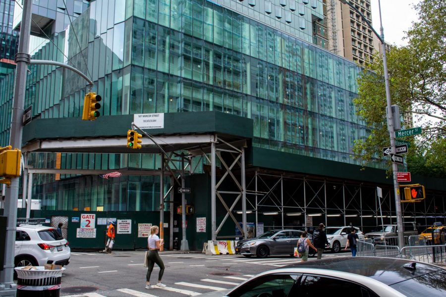 181 Mercer St., located between Bleecker and West Houston Streets, is NYUs new multi-use building. The building is expected to open in fall 2022. (Staff Photo by Manasa Gudavalli)