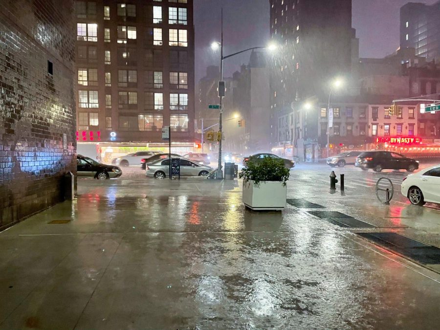 On September 1, a flash flood emergency was declared for New York City from the heavy rains from the remnants of Hurricane Ida. Many NYU students reported flooding in Lower Manhattan residence halls. (Staff Photo by Shaina Ahmed)