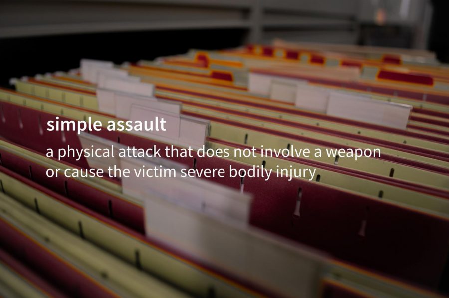 An email sent by the NYU Department of Campus Safety contained the subject line “Simple Assault - Hate Crime,” but did not define the legal term “simple assault” in the alert. Many members of the university community are now confused about what the term simple assault means. (Staff Photo and Illustration by Manasa Gudavalli)
