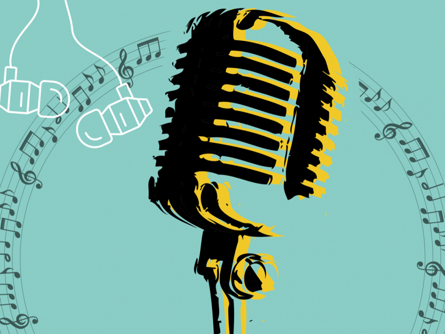 Podcasts are a great way to learn more about your favorite songs and artists. Listening to these podcasts about the music industry can be both entertaining and educational. (Illustration by Bridget Harshman)