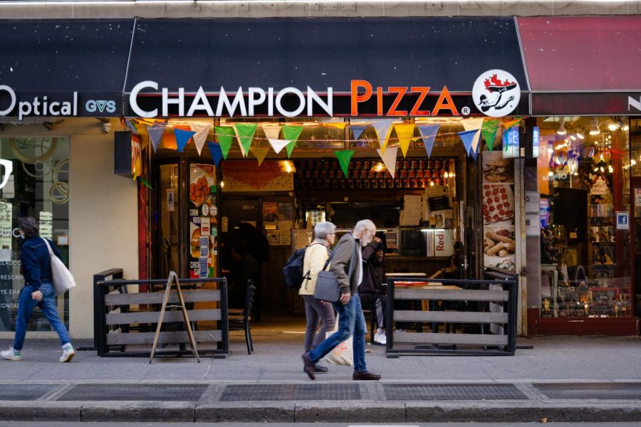 Champion+Pizza+is+a+renowned+New+York+restaurant+with+locations+in+Soho+and+on+5th+Avenue.+Hazzi+Akdeniz%2C+its+founder%2C+wants+to+give+back+to+the+homeless+community+by+donating+money+and+pizza.+%28Photo+by+Kevin+Wu%29