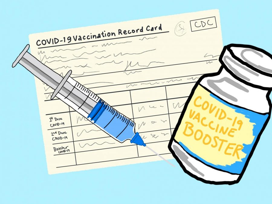 On Oct. 4, the CDC recommended a booster shot of the Pfizer-BioNTech for those who received their second dose at least six months ago. This left members of the NYU community wondering who is eligible to get their third shot. (Staff Illustration by Manasa Gudavalli)
