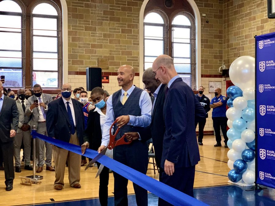 On Oct. 6, the Earl Monroe New Renaissance Basketball School celebrated its opening with a ribbon-cutting ceremony. The school is the first specialized high school in the nation that dedicates itself to preparing its students for different career paths in basketball. (Staff Photo by Mitesh Shrestha)