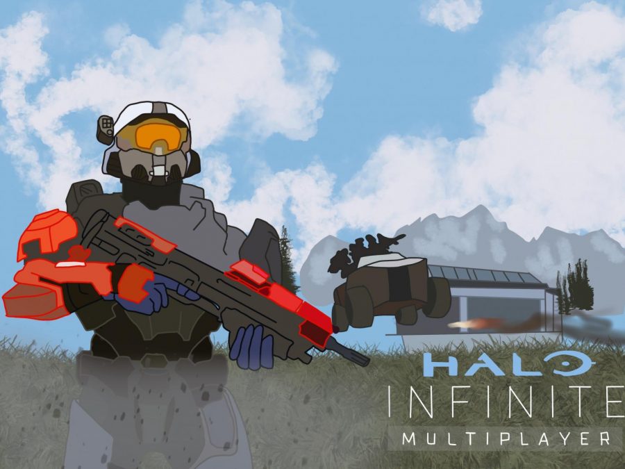 Developed by 343 Industries, “Halo Infinite” is the newest installment in the “Halo” franchise. The game has successfully blended familiar aspects of “Halo” with modern first-person shooter elements. (Staff Illustration by Manasa Gudavalli) 