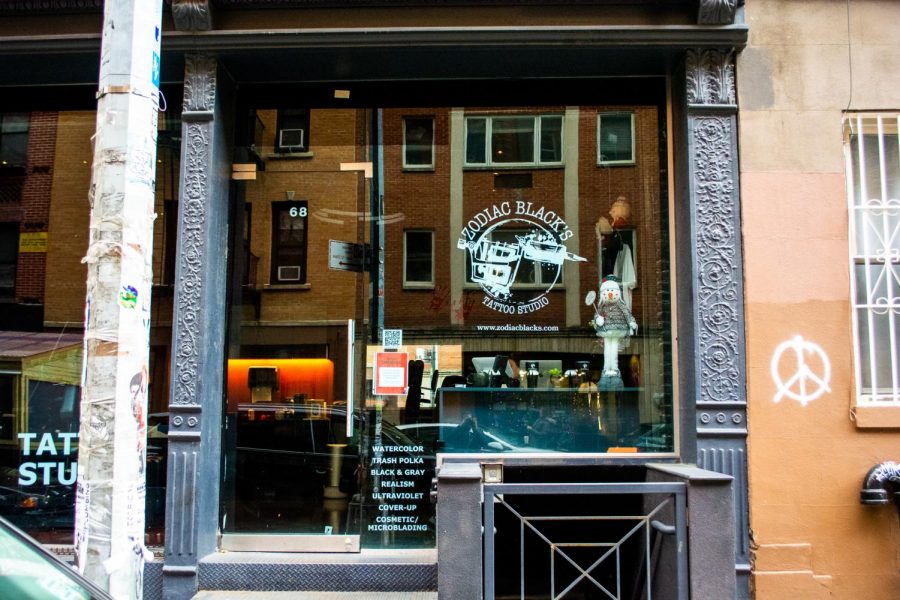 Zodiac Black's is an all-women tattoo studio located on 68 Thompson Street in SoHo. Co-owners Britta Christiansen and Alex Sokolov opened Zodiac Black’s in 2020. (Staff Photo by Manasa Gudavalli)