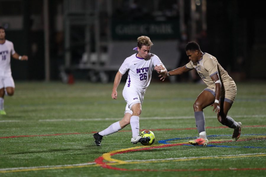 Oliver Kleban is a senior on the men’s soccer team. NYU’s student-athletes returned to practice and competitions after experiencing NYU and NCAA COVID-19 restrictions during the 2020-21 school year. (Image courtesy of NYU Athletics)