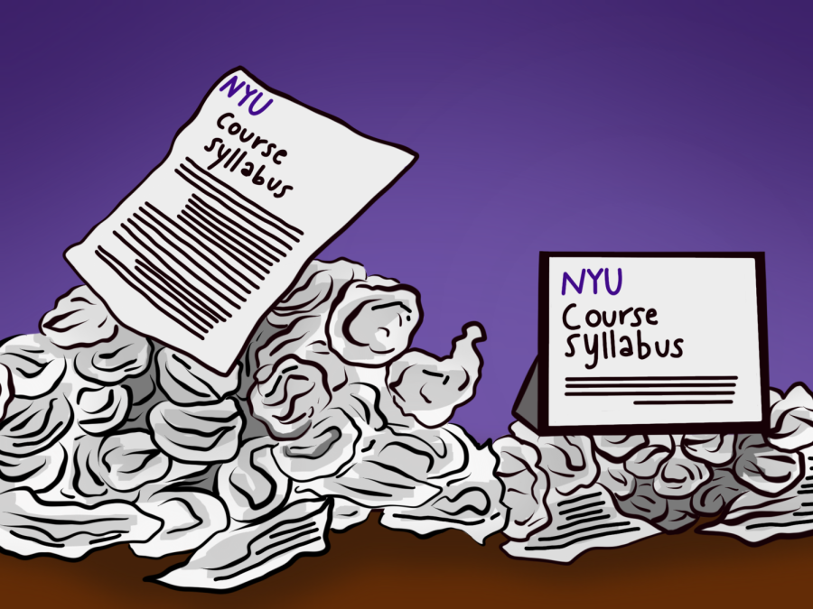 To reduce the schools carbon footprint, NYU should go paperless by default. (Staff Illustration by Susan Behrends Valenzuela)