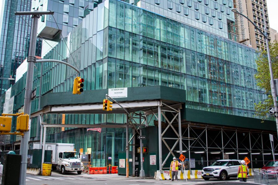 181 Mercer St., located between Bleecker and West Houston streets, is NYUs new multi-use building. The building is expected to open in fall 2022. (Staff Photo by Manasa Gudavalli)