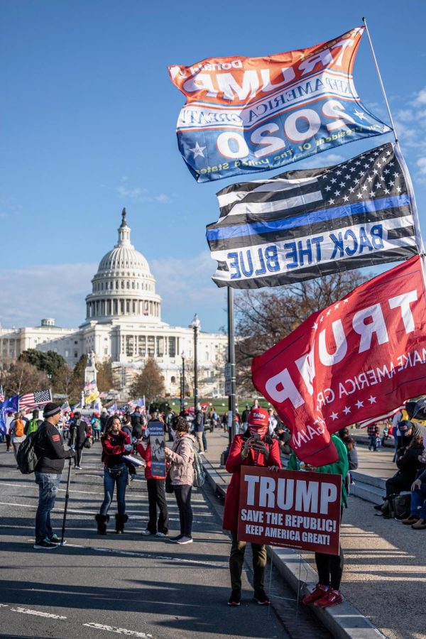 Supporters of President Donald Trump stand outside the United States Capitol in Washington, D.C. on Dec. 12, 2020. (Staff Photo by Ryan Walker)