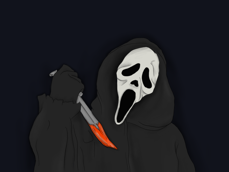 The fifth film in the “Scream” franchise brings back Ghostface to terrorize another group of teenagers. (Staff illustration by Aaliya Luthra)