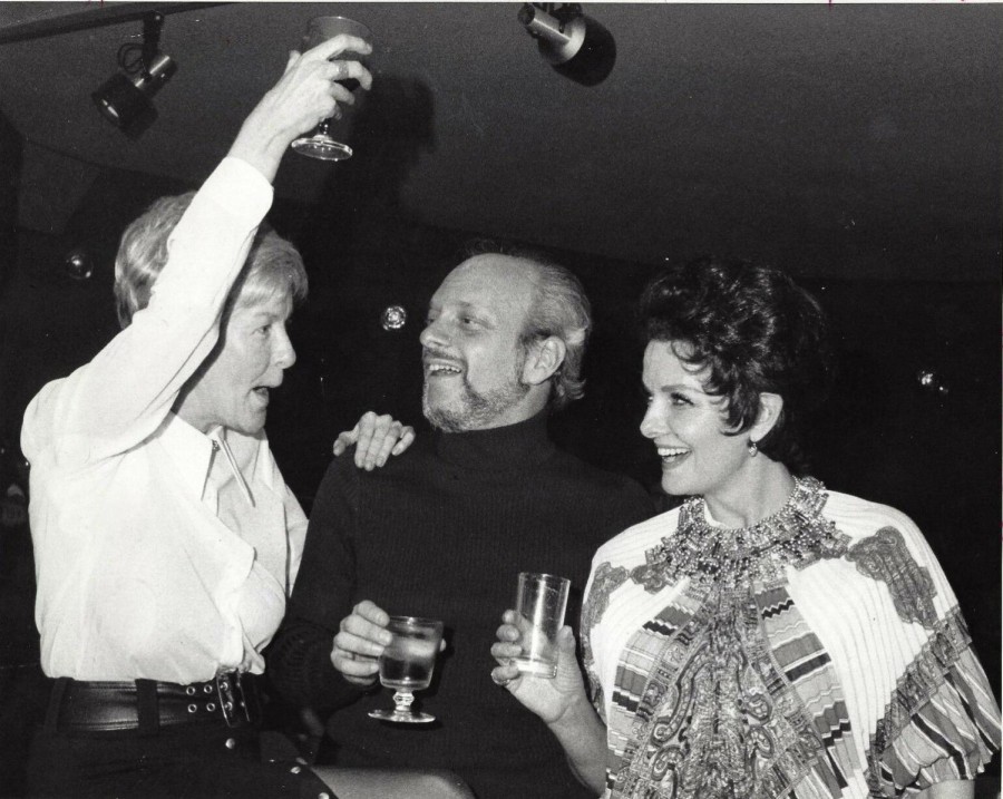 From left to right: Jane Russell, Harold Prince and Elaine Stritch on the set of the Broadway musical “Company.”
