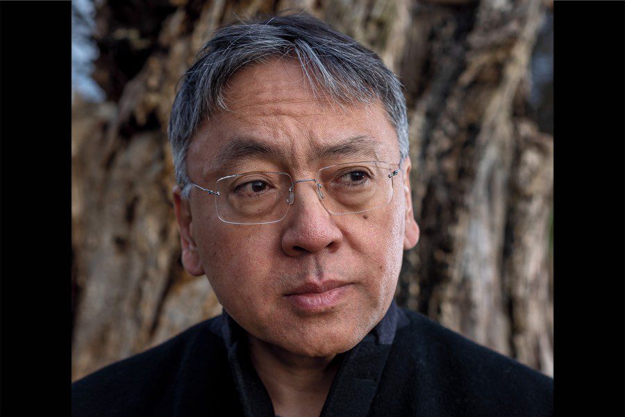 A close-up shot of author Kazuo Ishiguro.