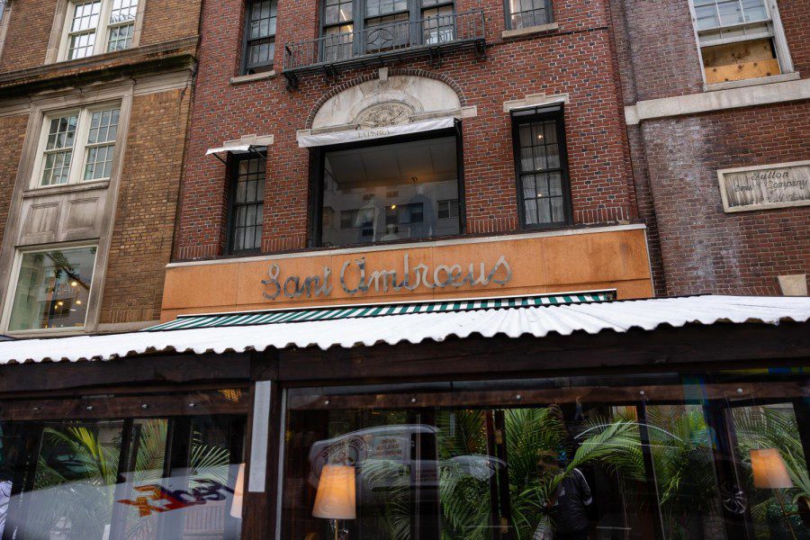 The exterior of the Madison Avenue Sant Ambroeus, with locations located in Soho, West Village and more.