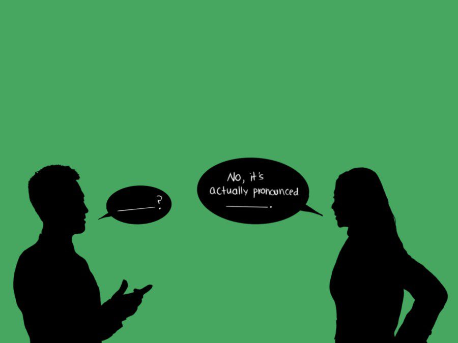 Two silhouettes of people in front of a green background are depicted, with speech bubbles directed toward them.