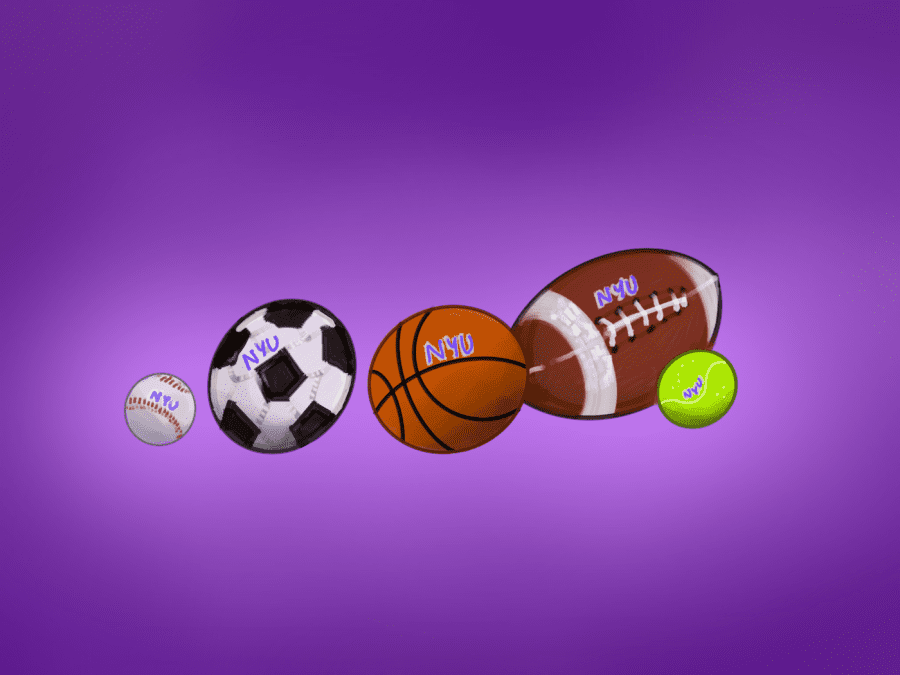 An+illustration%2C+from+left+to+right%2C+of+a+baseball%2C+a+soccer+ball%2C+a+basketball%2C+a+football+and+a+tennis+ball+against+a+purple+background+with+the+text+N.Y.U.+on+each+of+them.