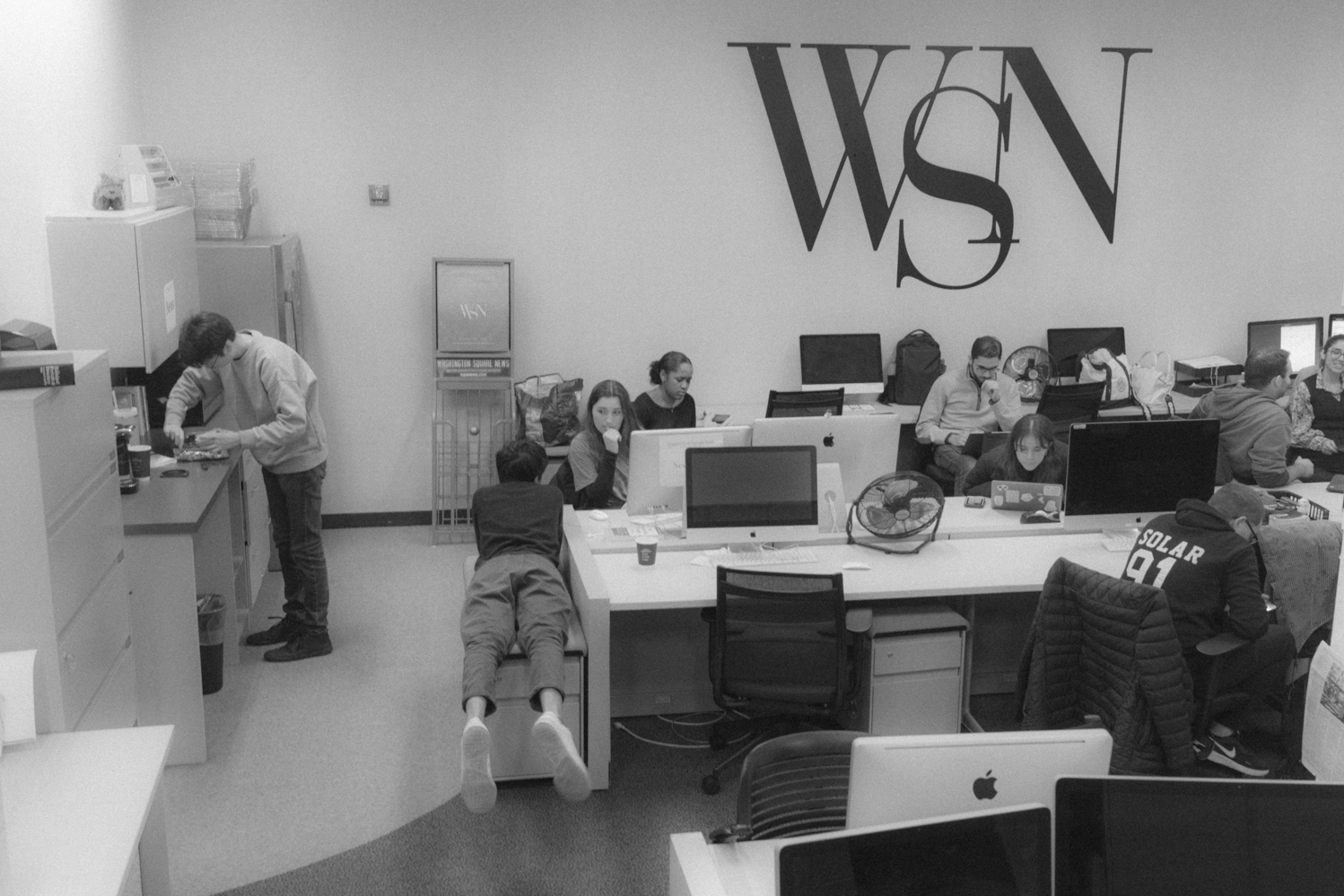 The W.S.N. office on the final day of production in the fall 2022 semester.