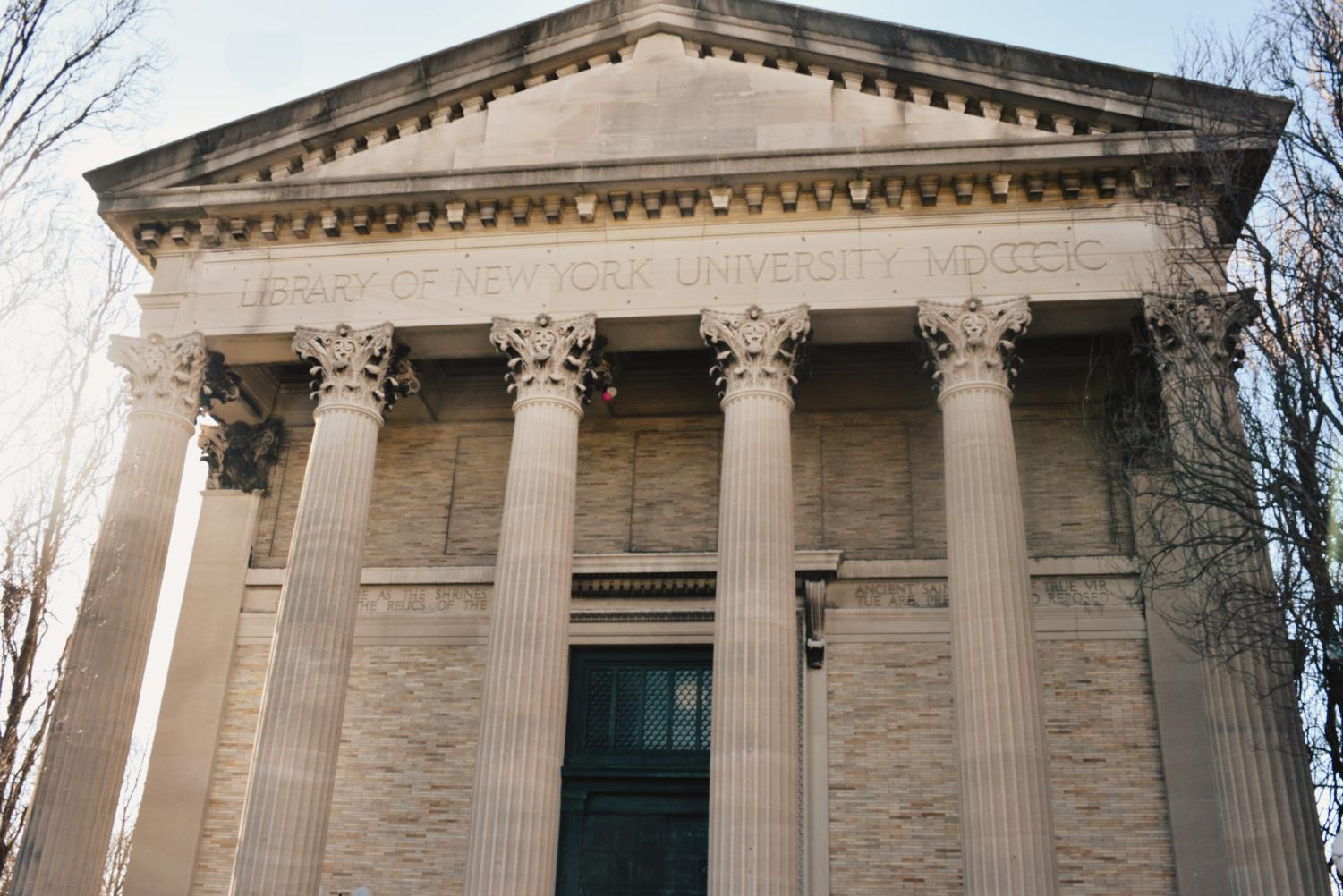 Pediment of the former N.Y.U. library.