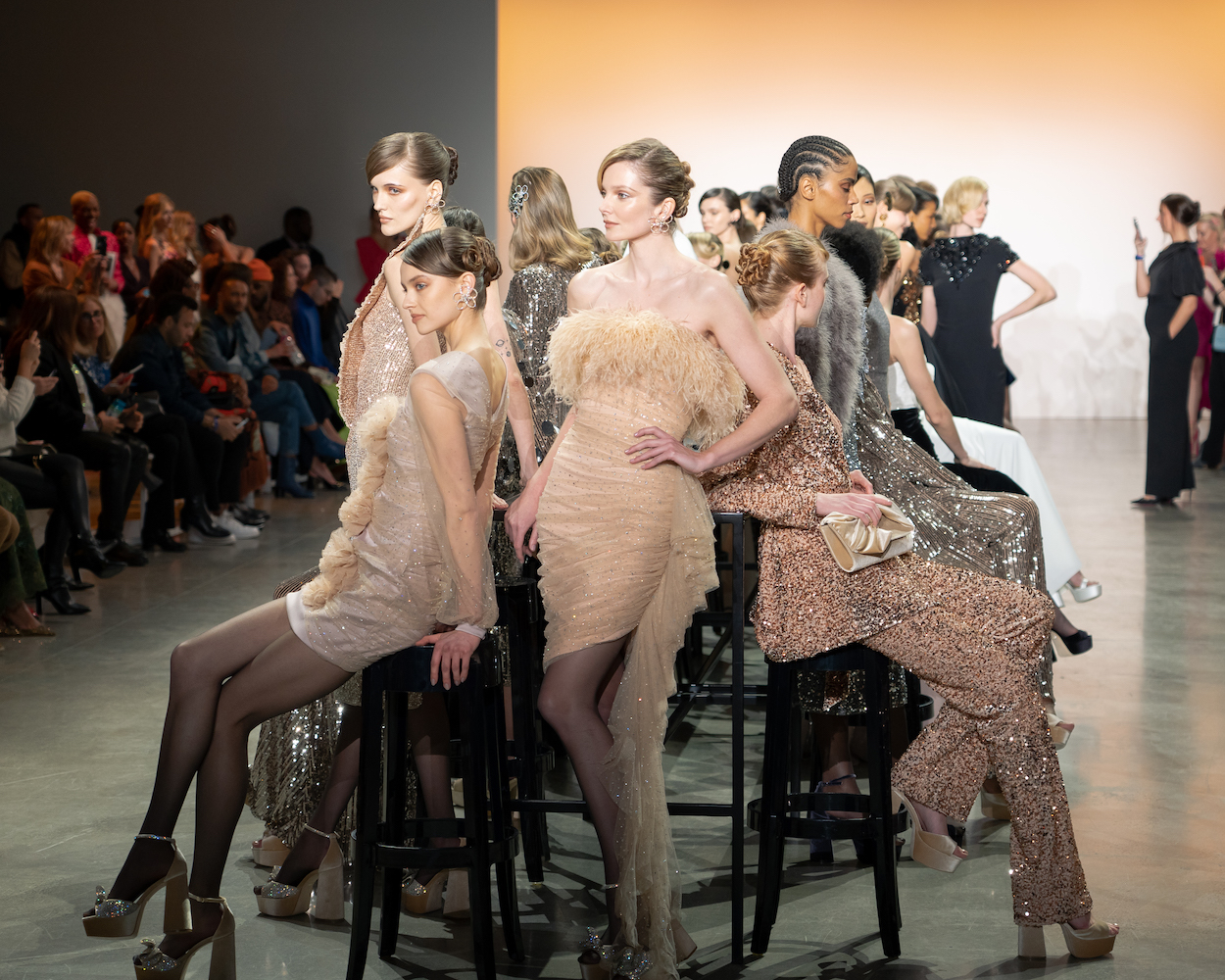 The end of the Badgley Mischka show, when all the models came out on the runway to present the collection.