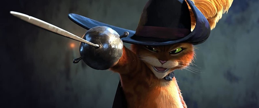 An orange, animated cat wearing a black tricorn holds a silver épée.