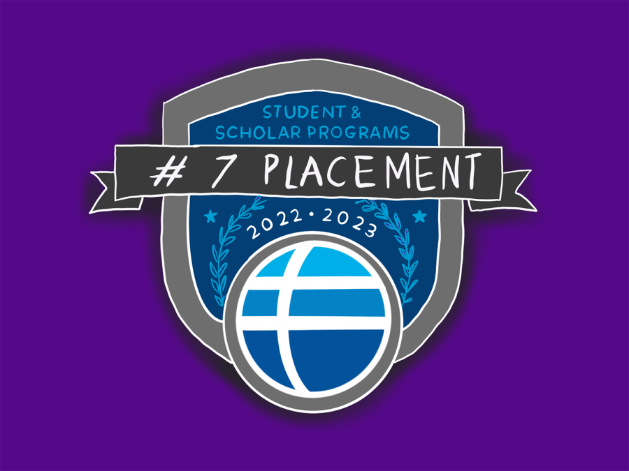 An+illustration+of+the+emblem+of+the+Fulbright+Program+in+blue%2C+with+the+text+%E2%80%9Chashtag+seven+placement.%E2%80%9D+The+emblem+is+placed+against+a+purple+background.